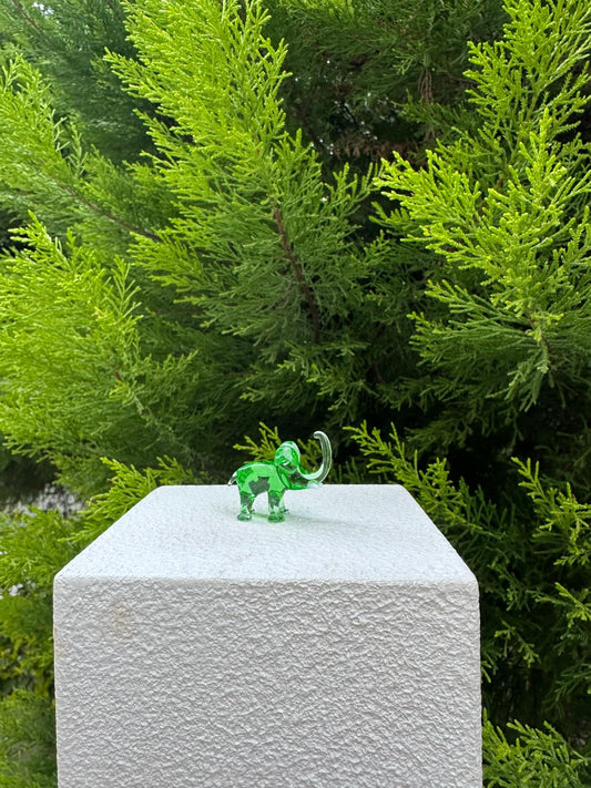 Green Elephant Glass Figurines