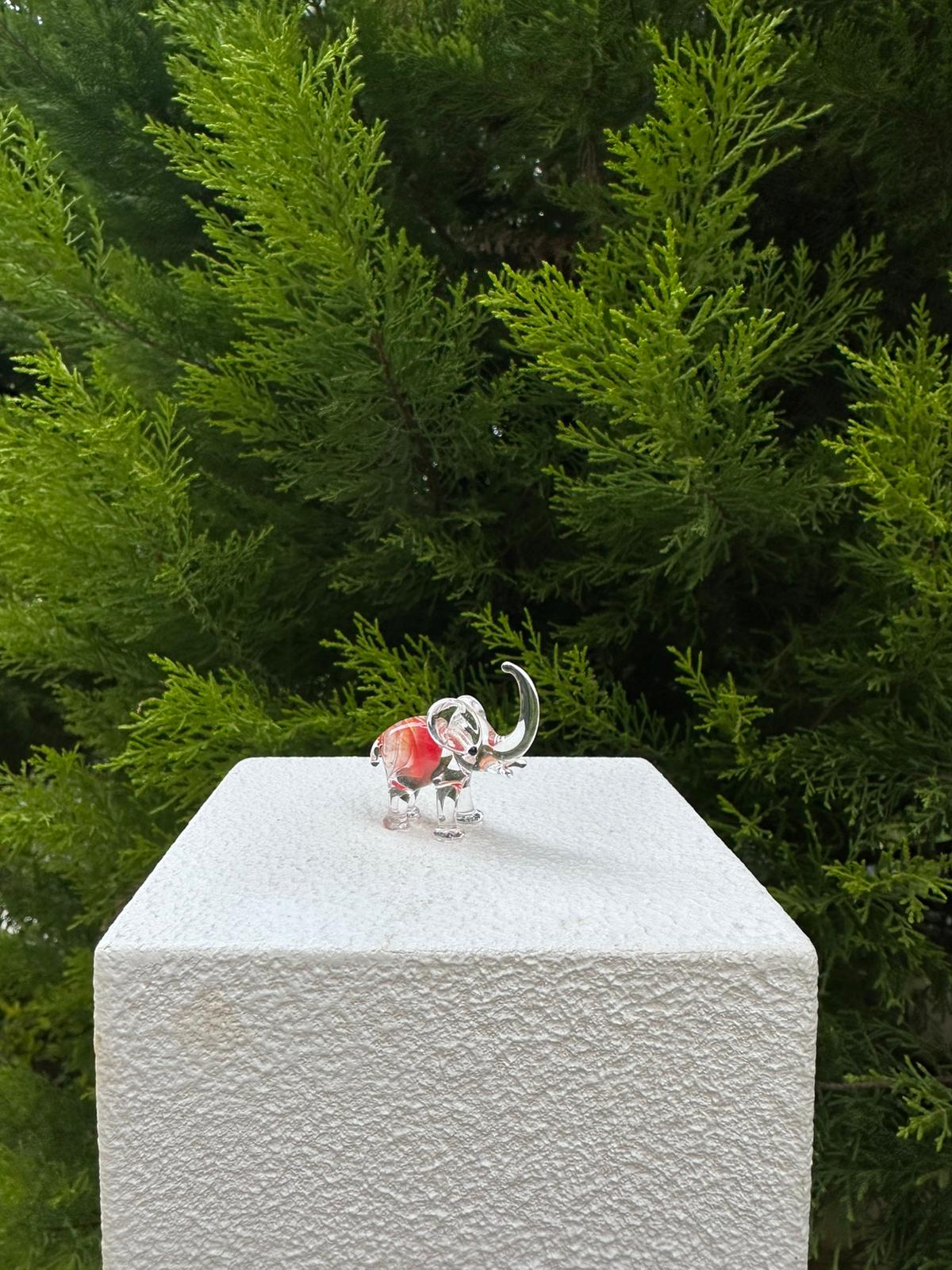 Red Elephant Glass Figurines