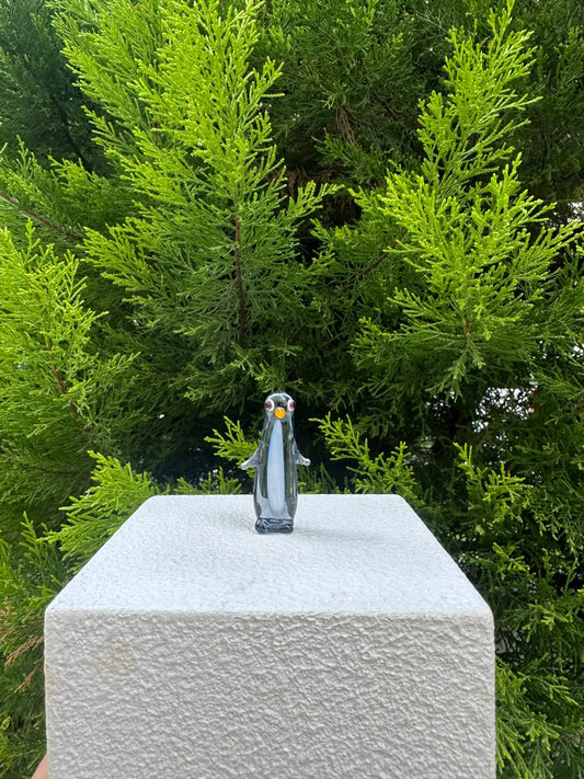 Grey Penguin Glass Figurines