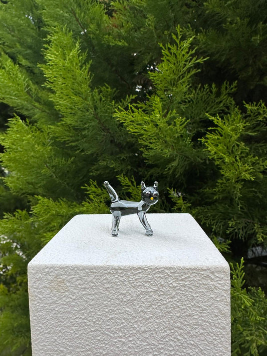 Grey Cat Glass Figurines