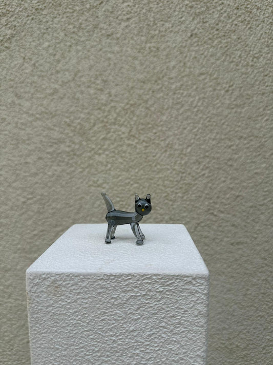 Grey Cat Glass Figurines
